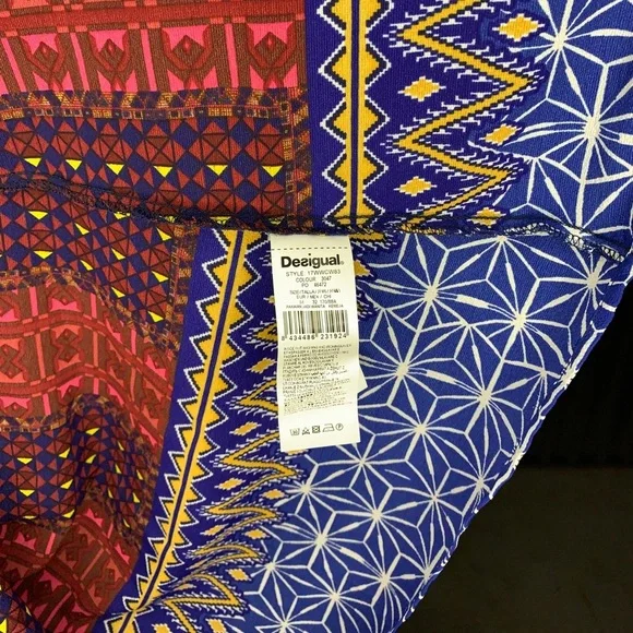 Women’s NWT Desigual Red Blue Yellow Button Up Long Sleeve Blouse Size Medium - Picture 5 of 5